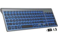 Grey Wireless Keyboard 7 Colored Backlight Rechargeable Silent Low Profile picture