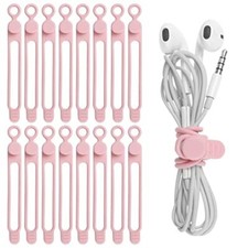  16Pcs Silicone Cable Straps Wire Organizer for Bundling 4.2 Inch Pink picture
