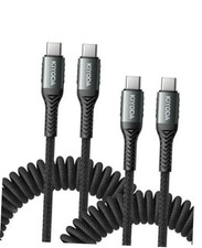 Cable Coiled 3FT 2Pack, Braided Type C Charger 3FT - 2Pack Black USB C to USB C picture
