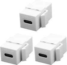 3 PACK Keystone Jack Insert Coupler USB 3 Type C to C Female Coupler Type WHITE picture