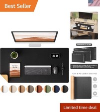 Dual-Sided Leather & Cork Desk Pad - 25.6x13.7 inch Elegant Workspace Accessory picture