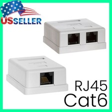 Cat6 RJ45 Surface Mount Box Single or Double Female Ports White picture