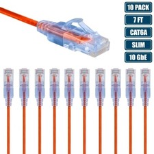 10x 7FT CAT6A RJ45 Ethernet LAN Network UTP Patch Cable Slim Cord Router Orange picture