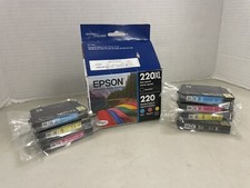 Genuine Epson 220XL Black & 220 Color Ink Cartridges Expired Extra 7 Total A2 picture