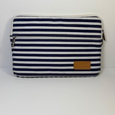 Canvaslife Laptop Sleeve Navy White Striped Canvas Padded Case Academic Work picture