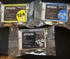 Epson 124 Genuine Original Inkjet Ink Cartridges Lot Black Cyan yellow picture