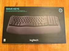 Logitech Wave Keys Bluetooth Ergonomic Keyboard Cushioned Palm Rest Black NEW picture