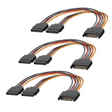 3-Pack 15 Pin SATA Power Splitter Cable, 8 Inch Sata Male to 2X Female Cable... picture