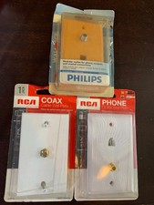 COAX CABLE & PHONE/COAX WALL PLATES Lot x3pks Philips & RCA TP062WHR VH61R picture