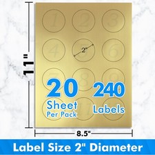 Koala Printable Round Label 2 In Gold Circle Stickers for Inkjet Laser Printers picture