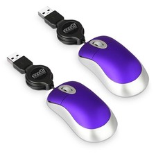 EEEKit 2 Pack Mini Retractable Cable USB Optical Mouse, Purple, Unisex Purple  picture