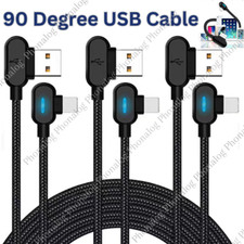 90 Degree USB Data Cable 3/6FT For iPhone 7 8 11 12 13 14 Charger Charging Cord picture