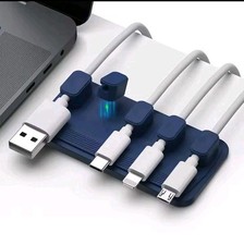 3 Pack Magnetic Cable Organizer Silicone Cable Clips Desk Car Wire Holder USB-C picture