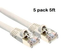 5 Pack 5Ft Cat6a FTP Shielded Network Patch Cable picture