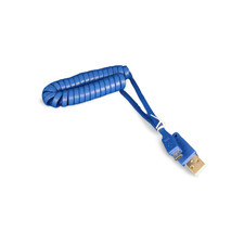 4.5ft MicroUSB Cable Micro B Coiled - Blue picture
