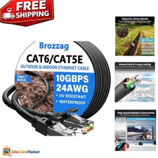 250ft High-Speed Ethernet Cable - Cat6/Cat5E, 10Gbps, Waterproof & UV Resistant picture