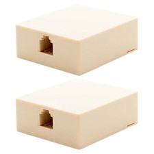 2 Pcs 1-Port RJ11 6P4C Jack Telephone Phone Line Wall Surface Mount Box Ivory picture
