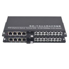2/4/8 RJ11 POTS Telephone 4 Gigabit Ethernet SC over Fiber Optic Extender 1Kit  picture