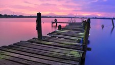 Landscape pier sunset lake purple sky outdoors water Custom Gaming Mat Desk picture