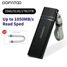 GOFATOO 1TB Portable External PSSD 1050MB/s USB3.2 Gen2 Type‑C Black picture