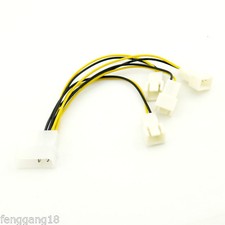 10x 4-pin Power Molex (2 Wire Male Pin) to 4 x 3-Pin (Male) Y Fan Cable Adapter picture