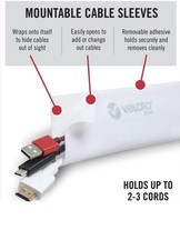 VELCRO Mountable Cable Sleeves, White Plastic, 8in, Removable Adhesive, 2 Pack picture