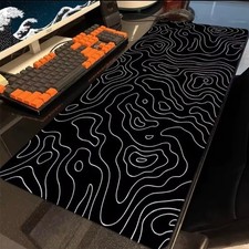 Black White Topographic Pattern Rubber Computer Desk Mat Mouse Pad 900x400mm picture