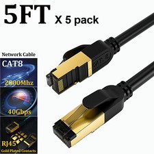 Cat 8 RJ45 Ethernet Cable Super Speed 40Gbps Patch LAN Network Gold Plated Lot picture