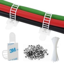 50Pcs Adhesive Cable Management Clips with 50Pcs Zip Ties, Adjustable Nylon Cabl picture