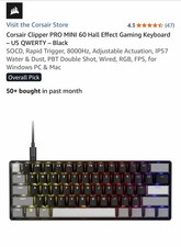 CORSAIR - CLIPPER PRO MINI 60 Hall Effect Gaming Keyboard - Black picture