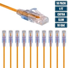 10 Pcs 1FT CAT6A RJ45 Ethernet LAN Network UTP Patch Cable Slim Cord 10G Yellow picture