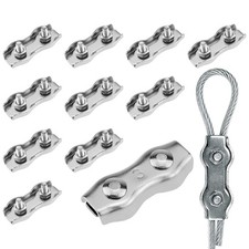 12 Pcs 1/8 Inch Duplex Double Bolt Cable Clamp, M3 Stainless Steel Wire Rope Cli picture