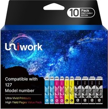 10 pack Uniwork 127 Ink Cartridge Replacement for Epson 127 Ink Cartridges T127 picture