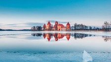 Landscape architecture tower castle winter ice lake Custom Gaming Mat Desk picture
