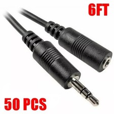 50 Pack 6ft 3.5mm Stereo Audio Extension Cable Male to Female M/F MP3 1/8