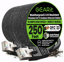 Cat6 Outdoor Ethernet Cable 250ft Pure Copper FTP Waterproof Burial UV POE LANs+ picture