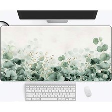 Light Green Eucalyptus Leaf Pattern with Golden AccentsOffice/Gaming Desk Mat √ picture