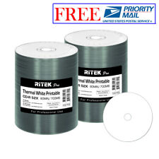 200 Pack Ritek Pro CD-R 52X 700MB White Thermal Hub Printable Blank Media Disc picture