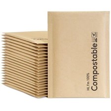 6x10 100% Biodegradable Bubble Mailers,25 Count Kraft #0 6x10'' 25PCS Brown picture