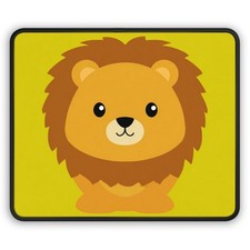 Cute Lion Illustration Gaming Mouse Pad | Yellow Cartoon Animal picture