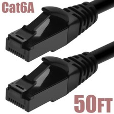 50FT Cat6A RJ45 Network LAN Ethernet UTP Patch Cable TPE Outdoor 500MHz Black picture
