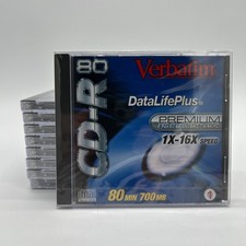 Verbatim DataLifePlus 80 min CD-R Premium AZO Blue Tech 1X-16X Speed Lot x9 picture