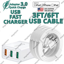 USB QC 3.0 Fast Wall Charger Plug Sync Data Cable For iPhone 14 13 12 11 8 7 XR picture