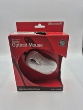 Vintage Microsoft Basic Optical Wired White Mouse PS/2 USB X09-13932 Damaged Box picture