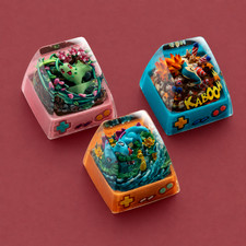 S-Craft Pokemon Keycap 3 starters bundle: Chikorita, Cyndaquil and Totodile picture