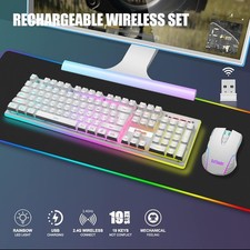 RedThunder K10 Wireless Gaming Keyboard and Mouse Combo, WHITE D picture