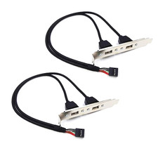 2 Pack Motherboard 9Pin USB to Dual USB2.0 Back Panel Rear Baffle Extension Cabl picture