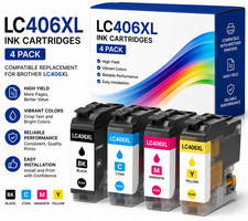 LC406XL Ink Cartridges Compatible Replacement for Brother LC406 XL – 4 Pack BK/C picture