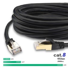 15FT Cat8 RJ45 Network Ethernet Cable Gold Ultra-Thin 48Gbps SSTP LAN Lead M-M picture