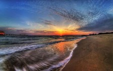 Landscape beach sunset horizon sunlight outdoors low Custom Gaming Mat Desk picture